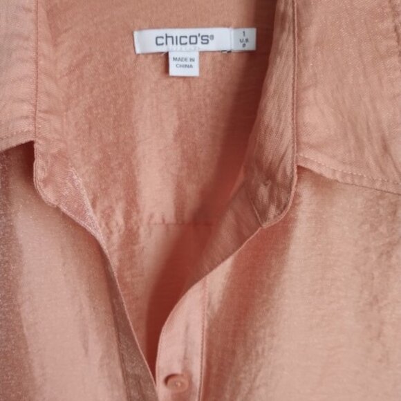 ☀️ Chico’s Salmon Gold Shimmer Blouse - Picture 3 of 5